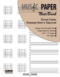Billigare MUSIC PAPER NoteBook - Guitar Chord, Standard Staff & Tablature | 0:e upplagan